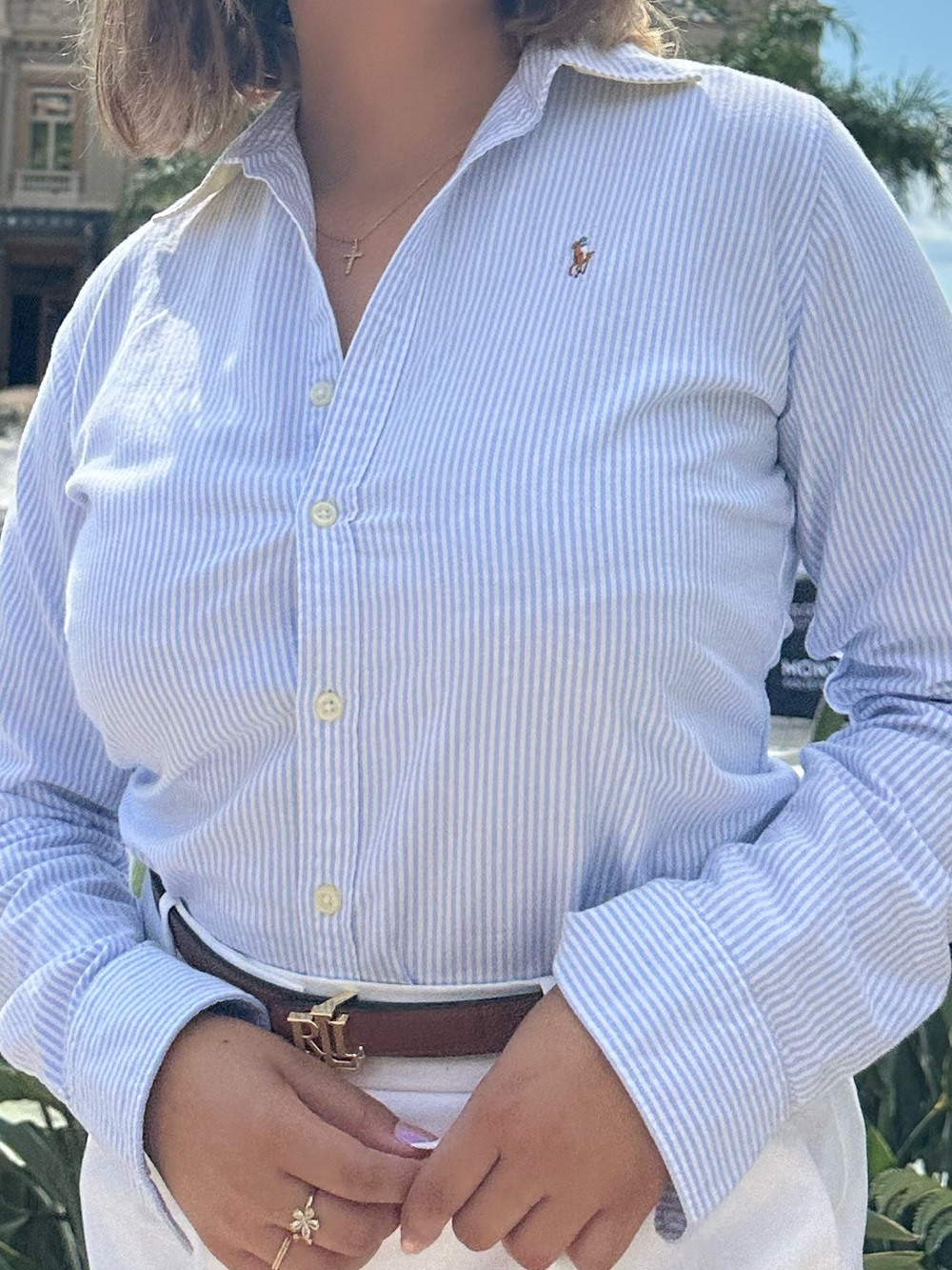 Ralph Lauren Light Blue & White Pinstripe Button-Down Shirt